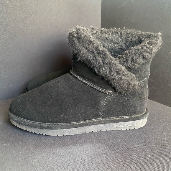 Bearpaw Heidi II Boot Black Suede Faux Fur Mid Rise W7 - Picture 1 of 7